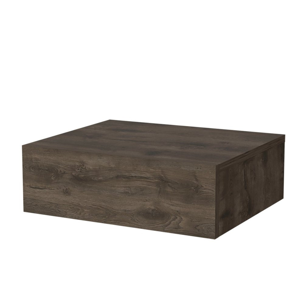 16" Brown Wood One Drawer Floating Nightstand
