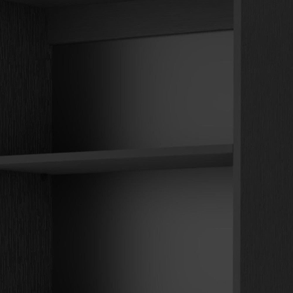 71" Black Wood Five Tier Bookcase
