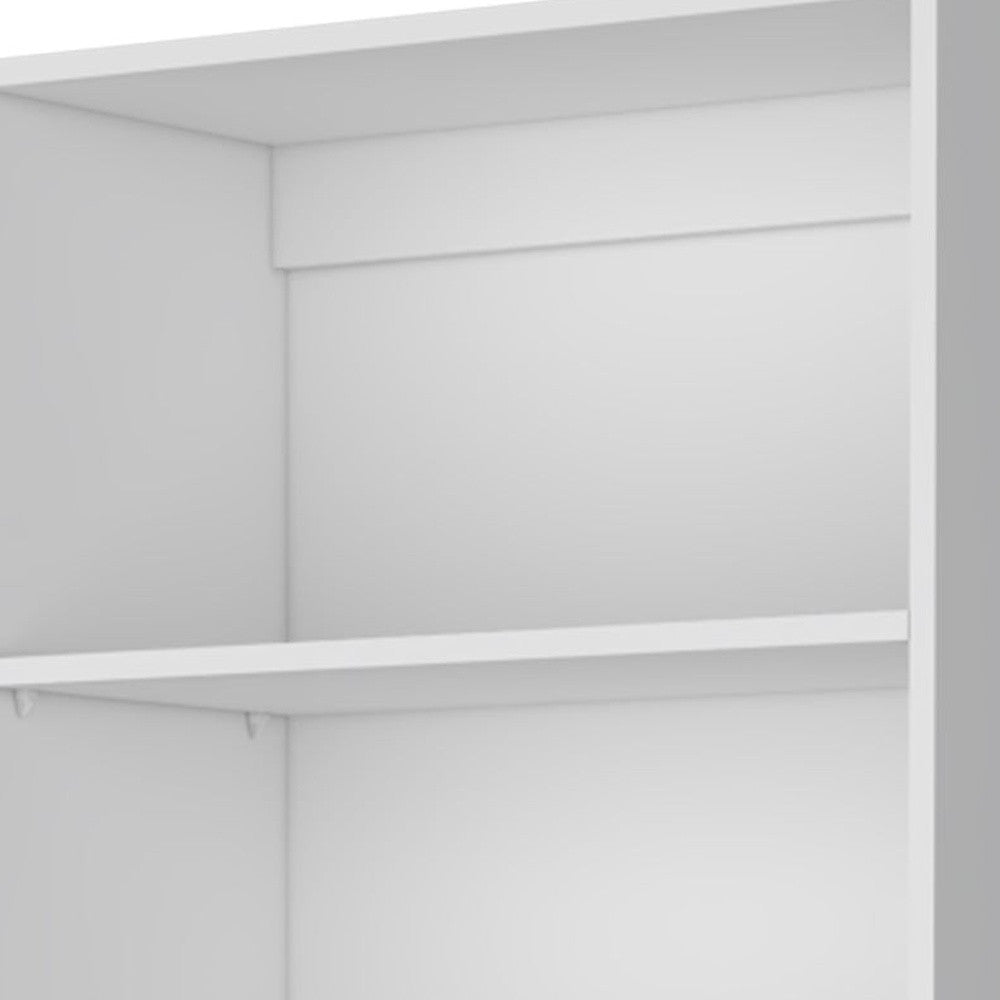 71" White Wood Five Tier Bookcase