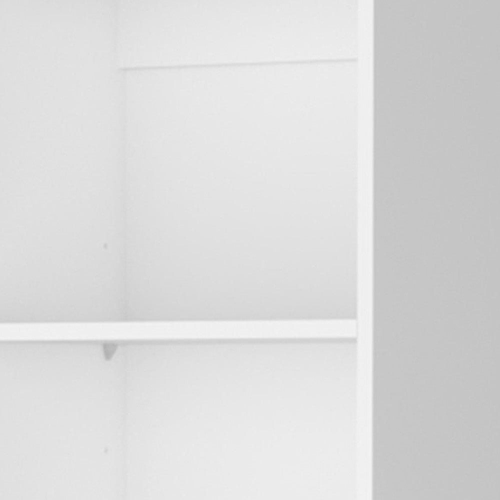 71" White Wood Five Tier Bookcase