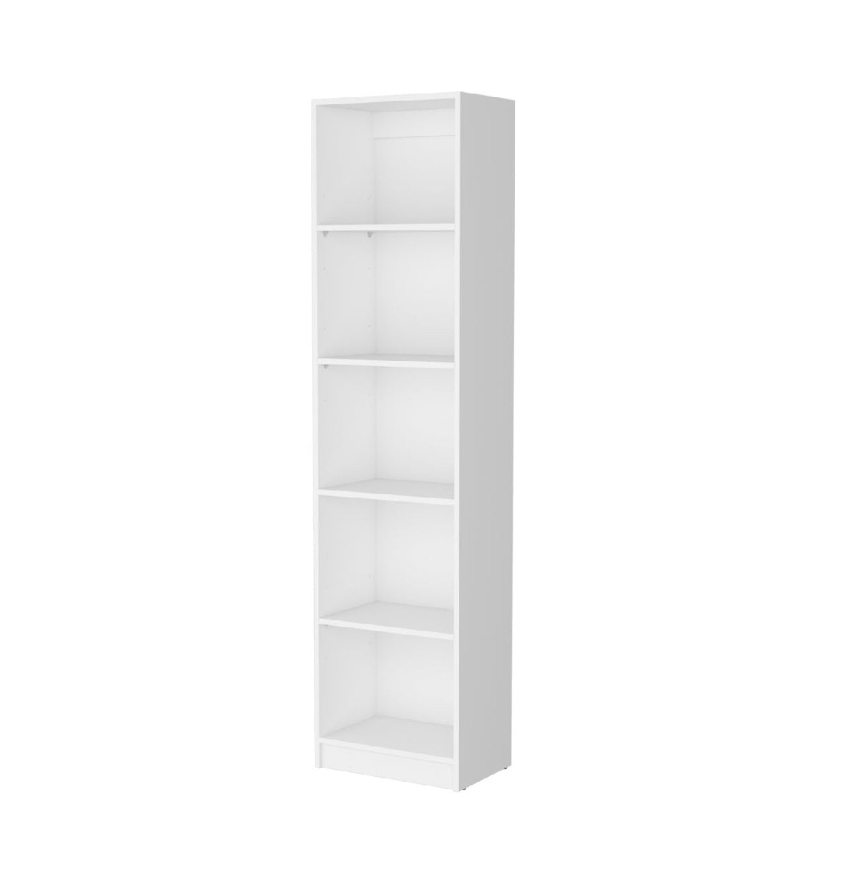 71" White Wood Five Tier Bookcase