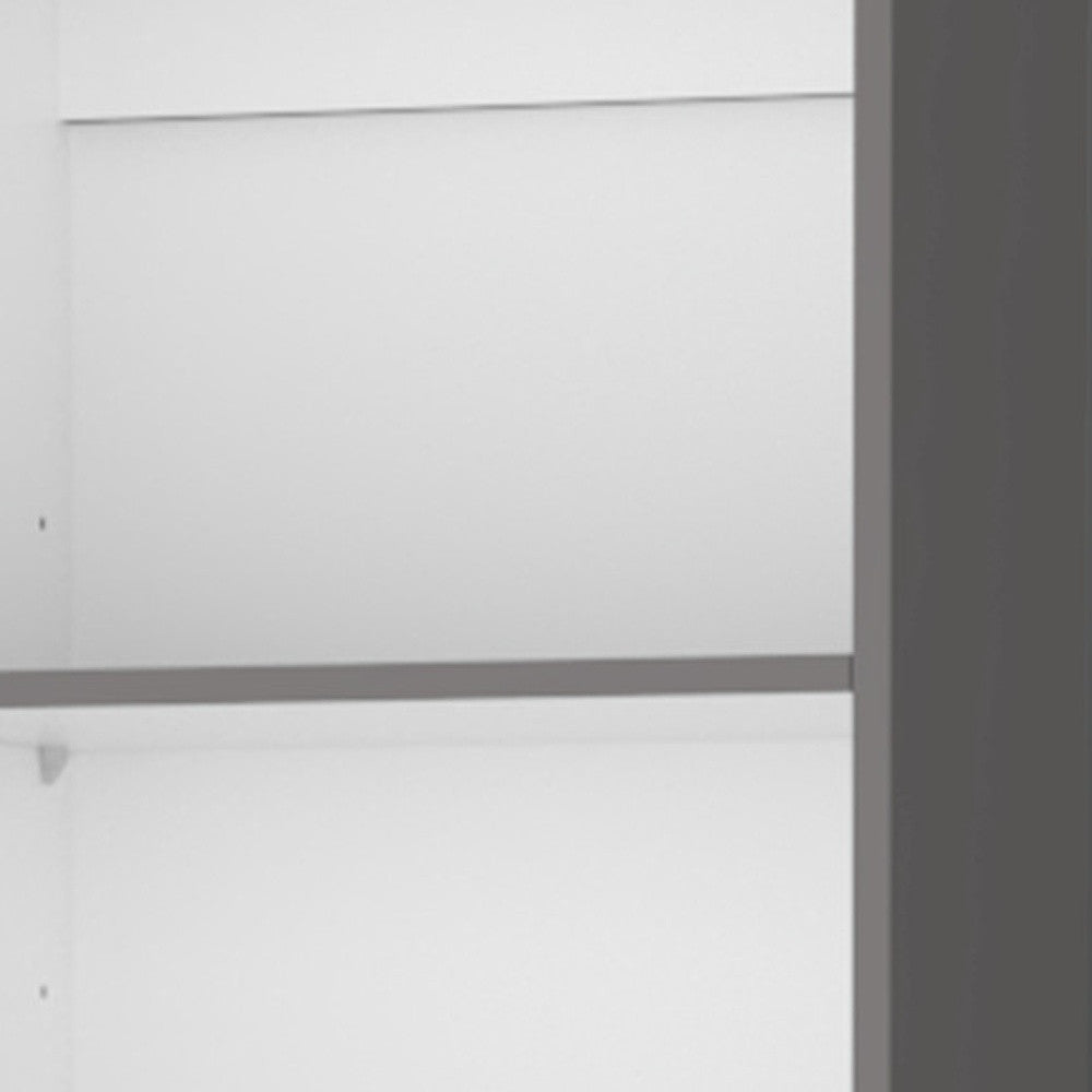 71" Gray And White Wood Five Tier Bookcase