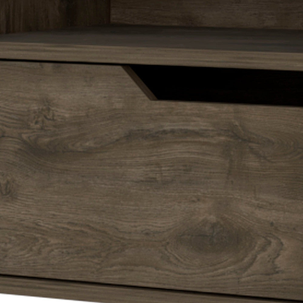 13" Brown Wood One Drawer Floating Nightstand