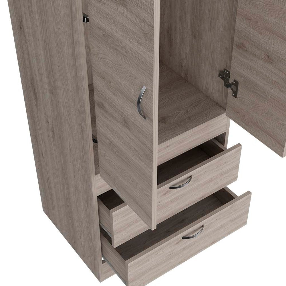 23" Light Gray Wood Accent Cabinet With Two Doors And Two Drawers