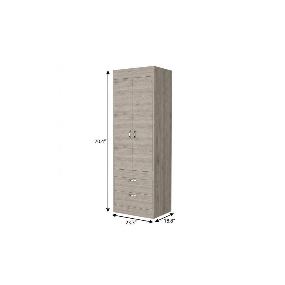 23" Light Gray Wood Accent Cabinet With Two Doors And Two Drawers