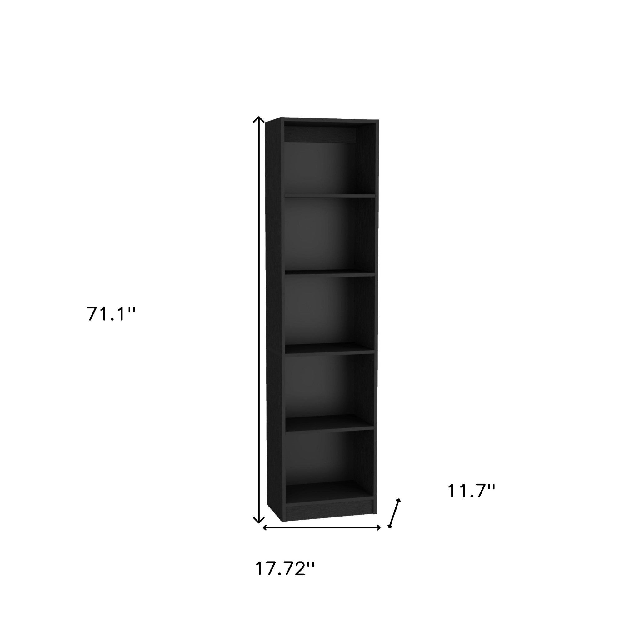 71" Black Four Tier Bookcase