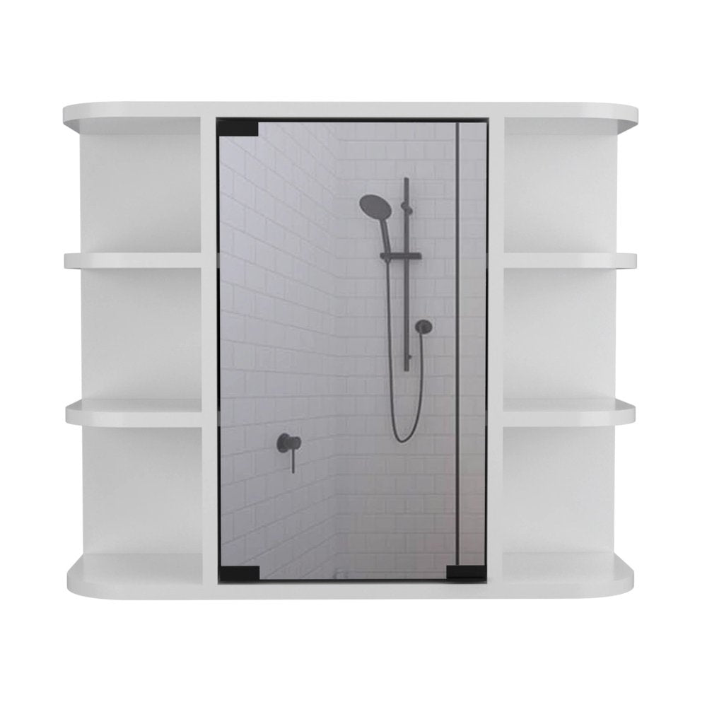 24" White Wood Freestanding Bathroom Vanity With Sink And Medicine Cabinet With Mirror