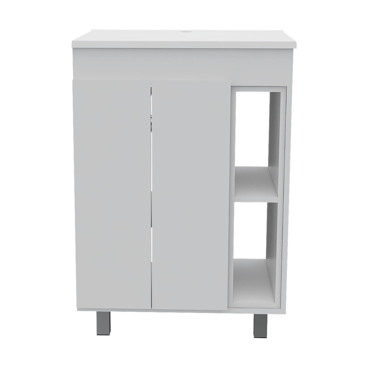 24" White Wood Freestanding Bathroom Vanity With Sink And Medicine Cabinet With Mirror