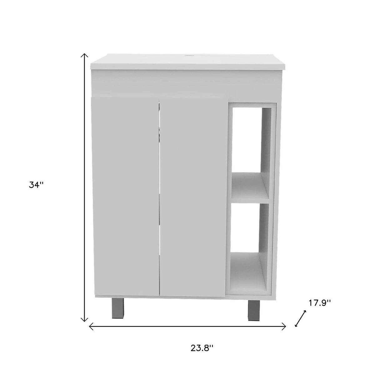 24" White Wood Freestanding Bathroom Vanity With Sink And Medicine Cabinet With Mirror