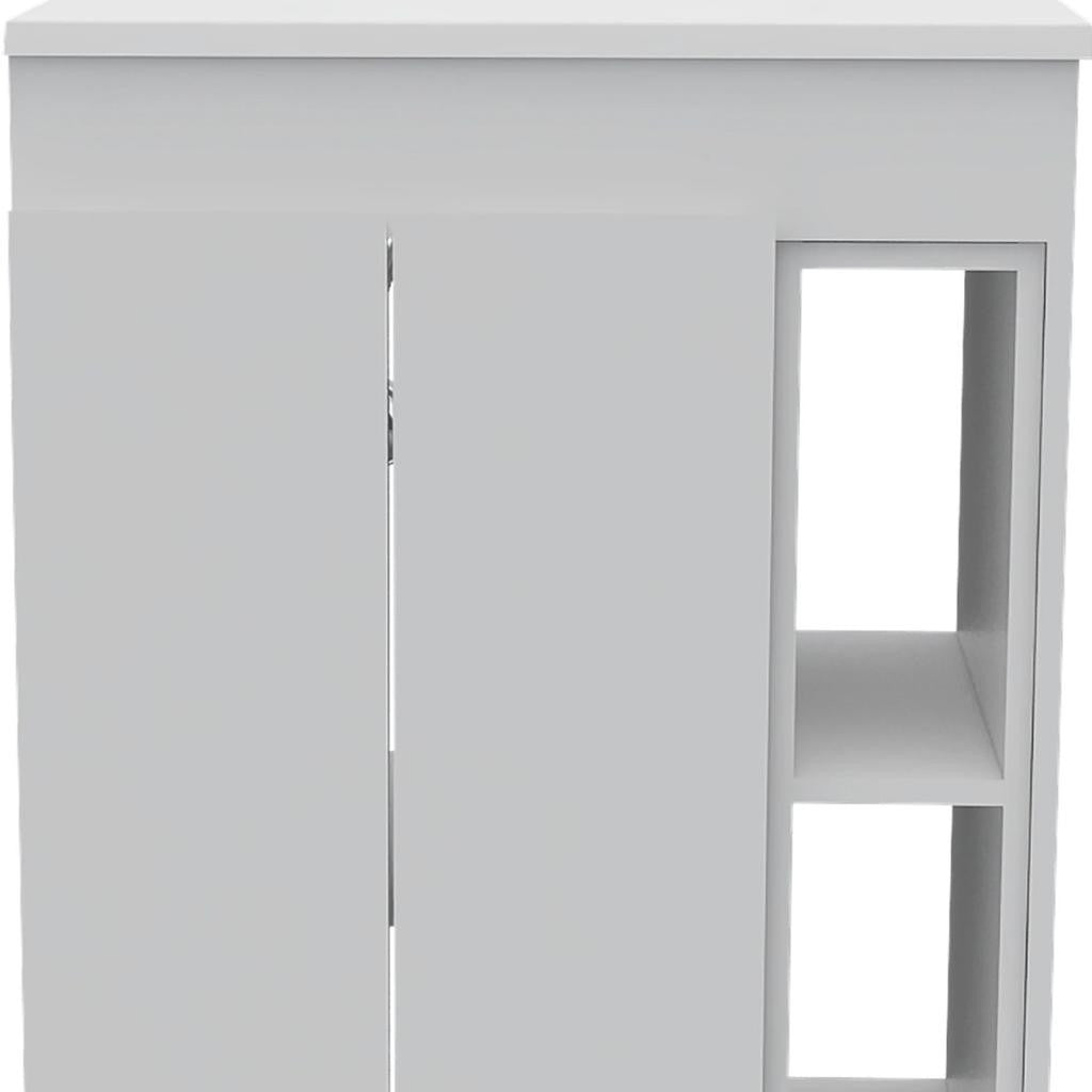 24" White Wood Freestanding Bathroom Vanity With Sink And Medicine Cabinet With Mirror