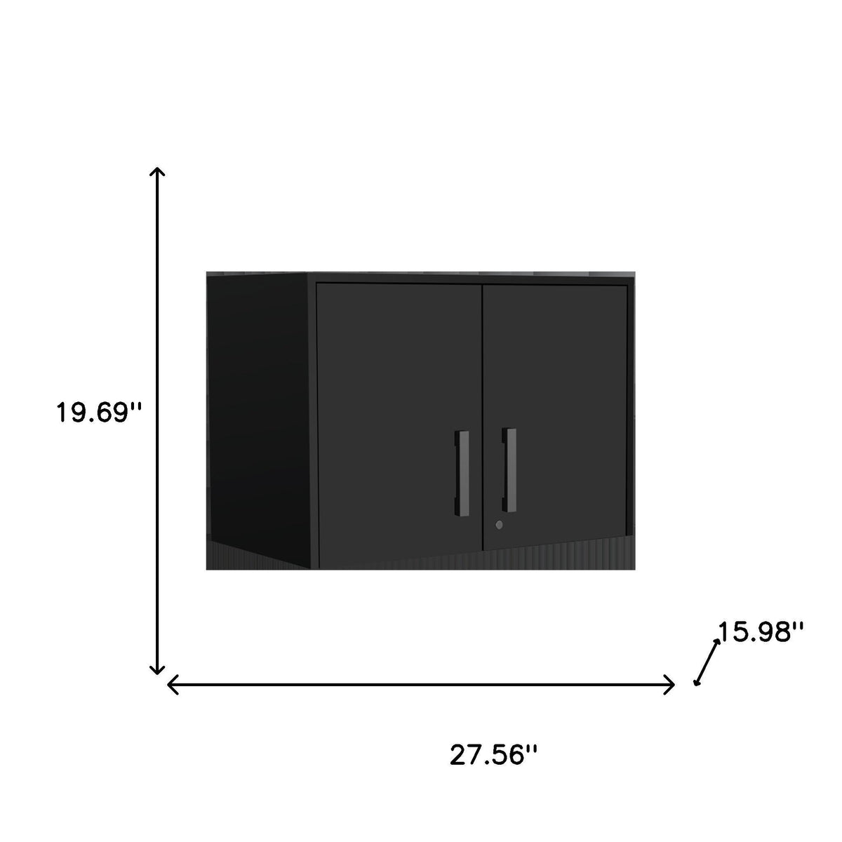 28" Black Wall mounted Accent Cabinet With Six Shelves And Three Drawers