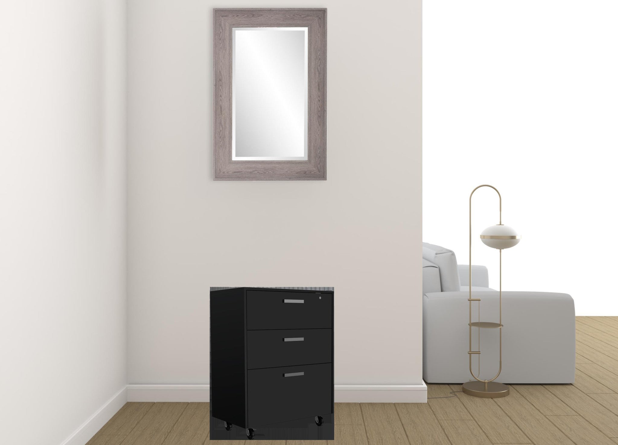 28" Black Wall mounted Accent Cabinet With Eight Shelves And Six Drawers