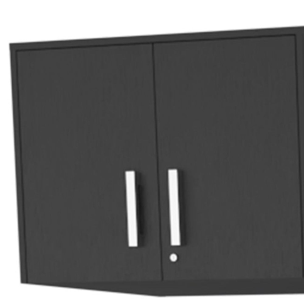 28" Black Wall mounted Accent Cabinet With Nine Shelves And Three Drawers