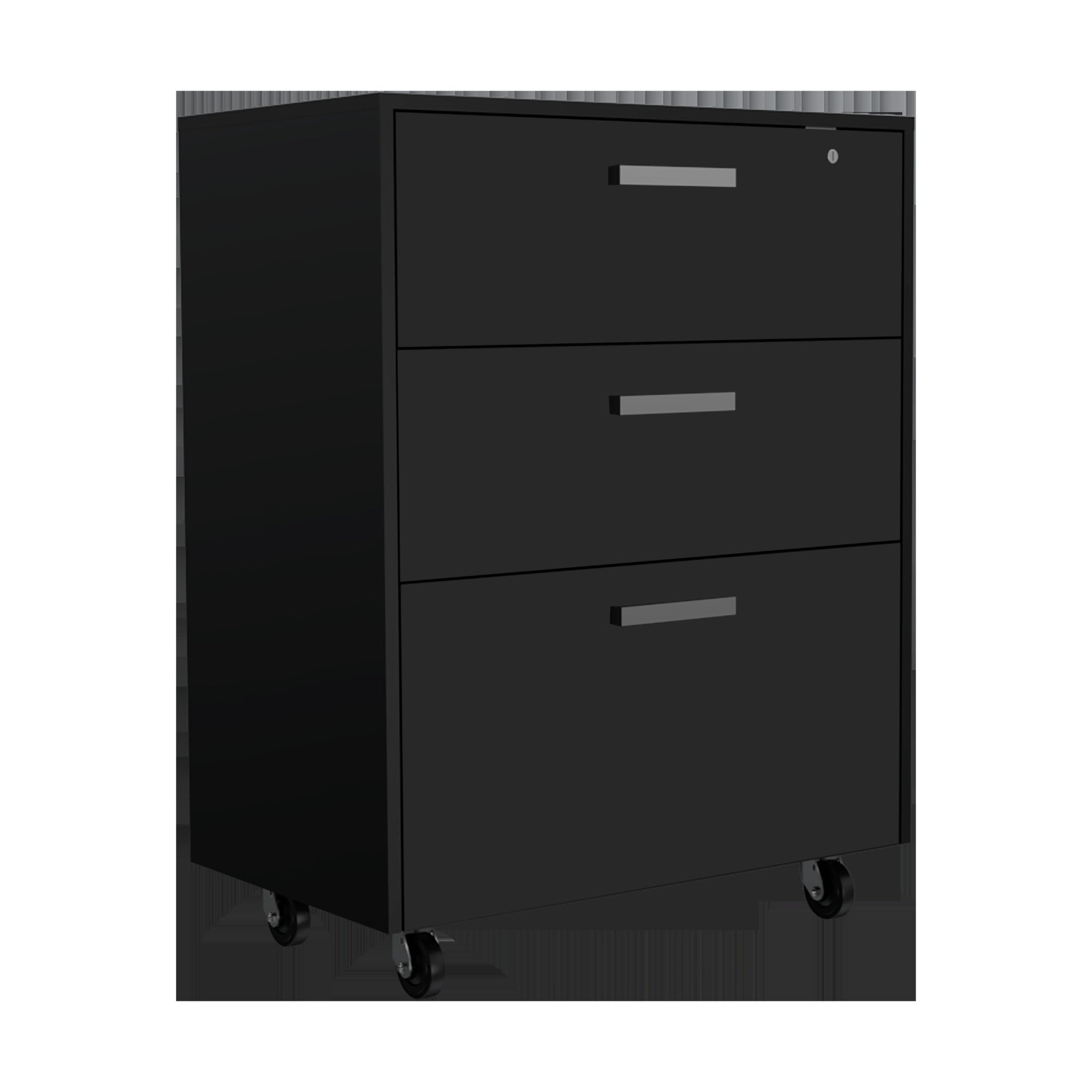 28" Black Wall mounted Accent Cabinet With Nine Shelves And Three Drawers