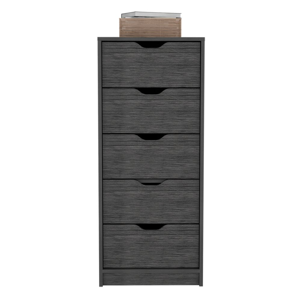 18" Gray Five Drawer Standard Chest