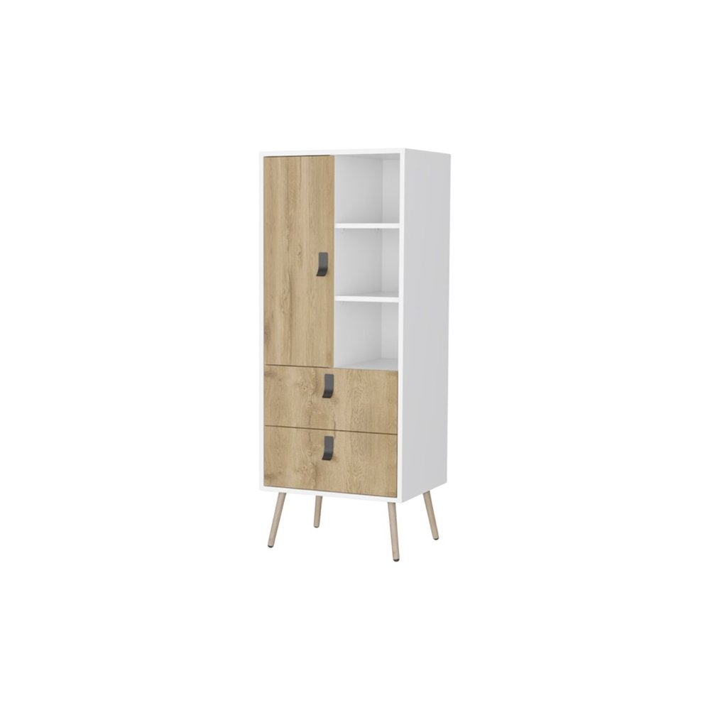 20" White and Natural Two Drawer Chest