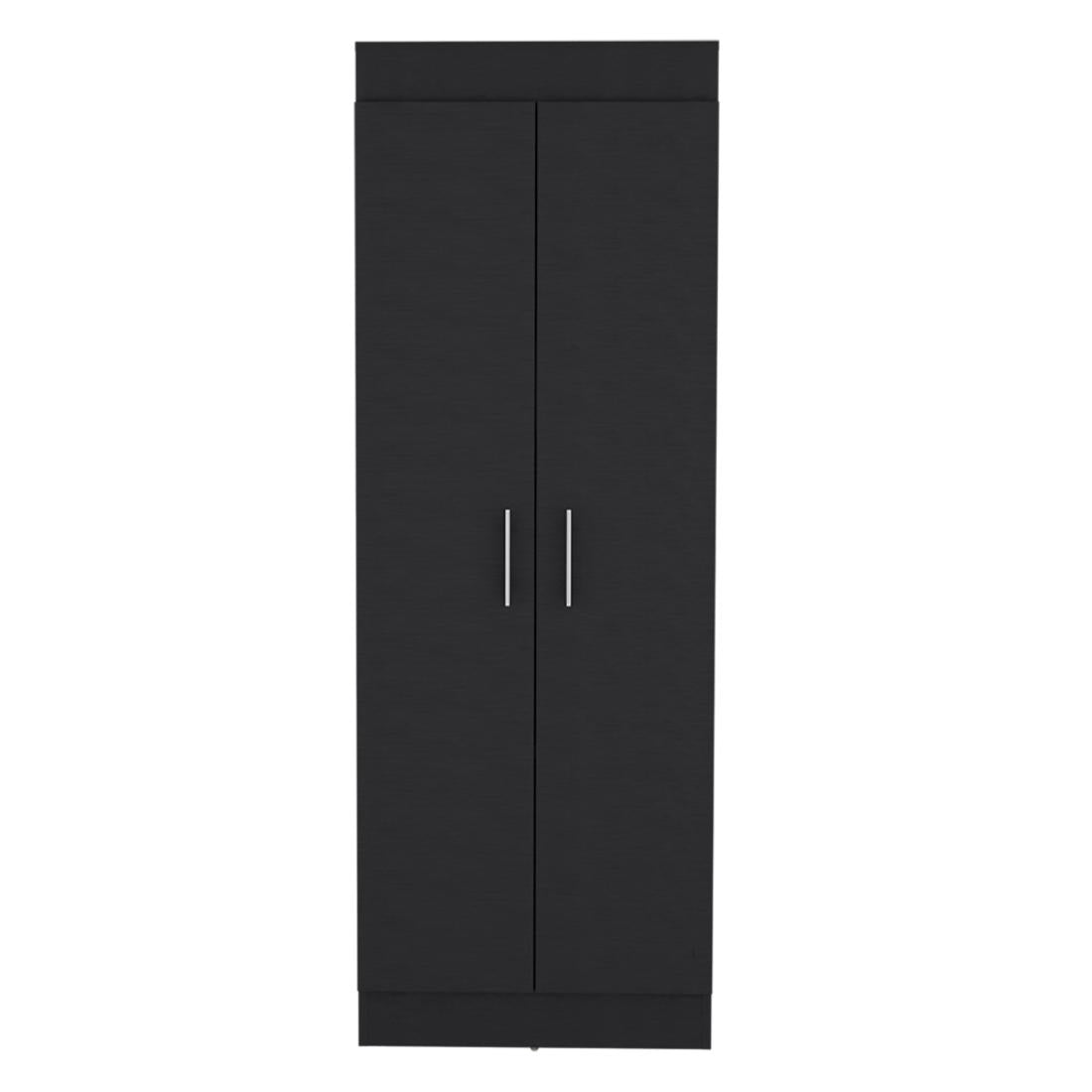 67" Black Wood Pantry Or Storage Closet