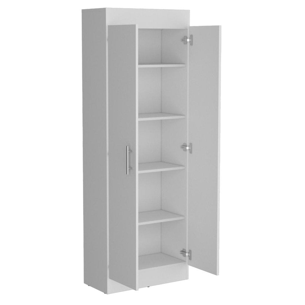 67" White Wood Pantry Or Storage Closet