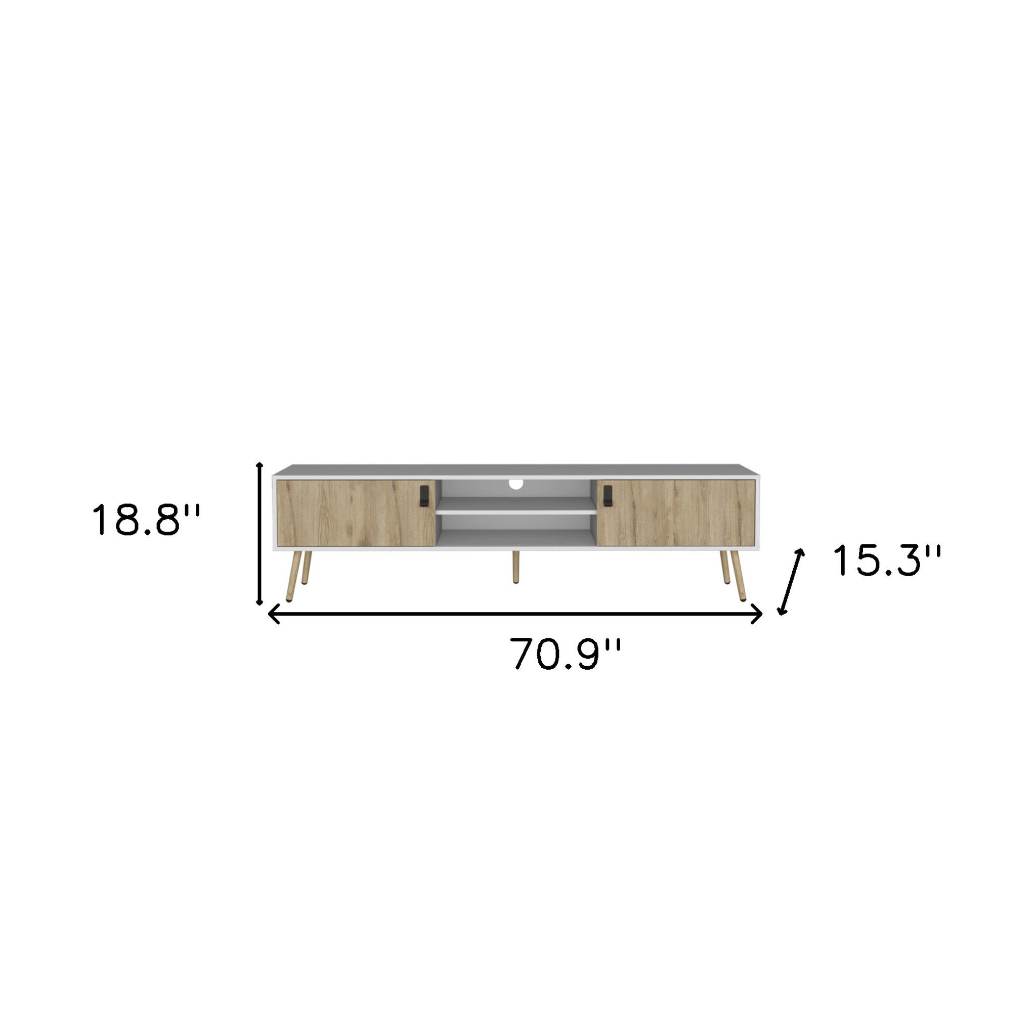 71" White And Beige Enclosed And Open Storage TV Stand