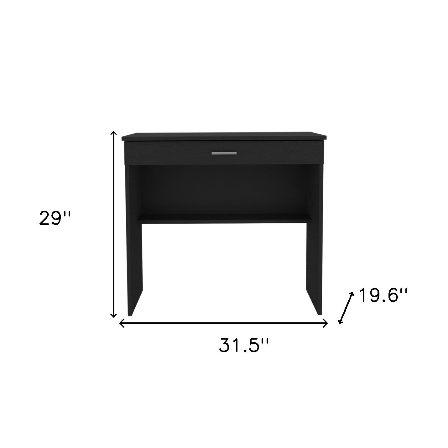 32" Black Wood Computer Desk With Drawer