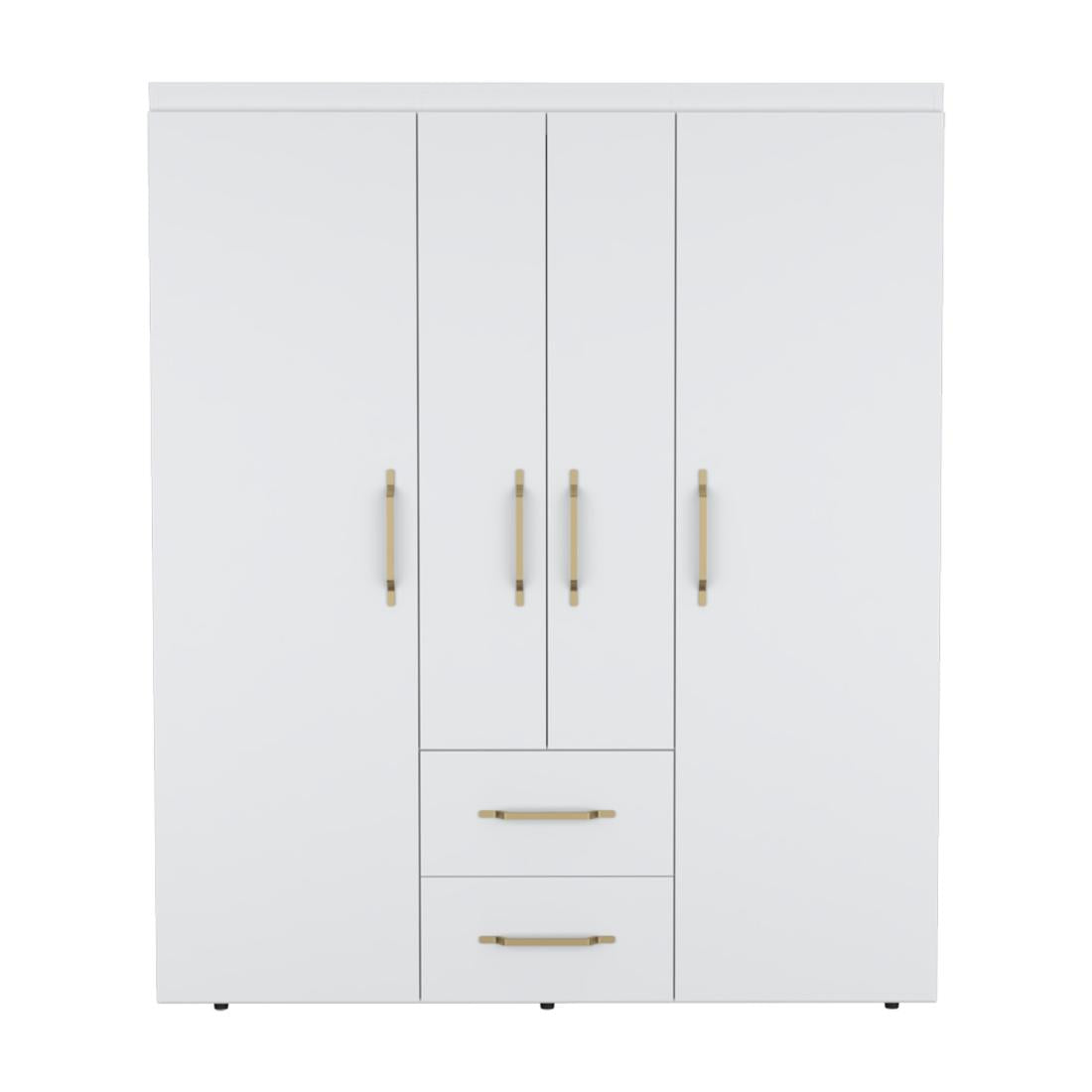 70" White Wood Four Door Two Drawer Combo Dresser