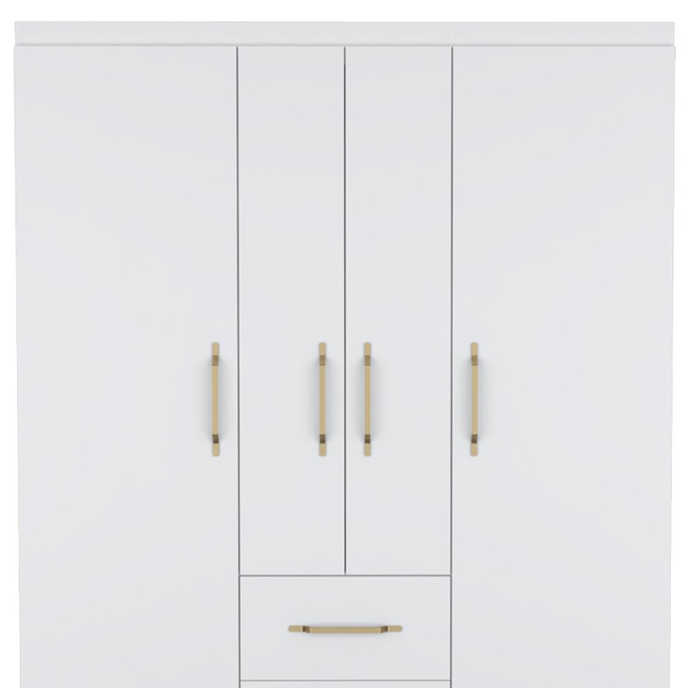 70" White Wood Four Door Two Drawer Combo Dresser