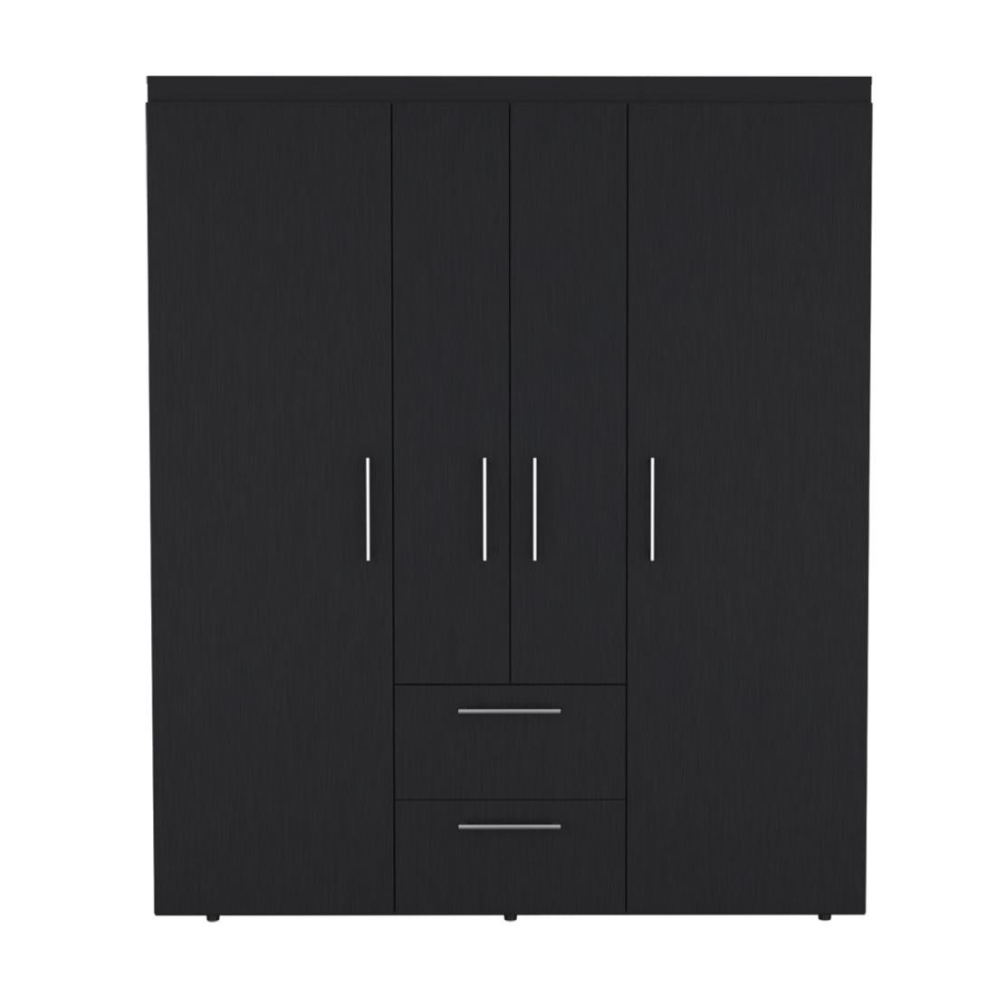 70" Black Wood Two Drawer Combo Dresser
