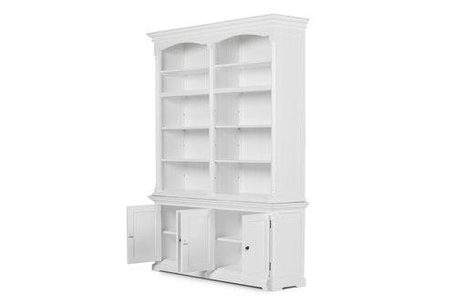 65" White Solid Wood Frame Dining Hutch With Fourteen Shelves