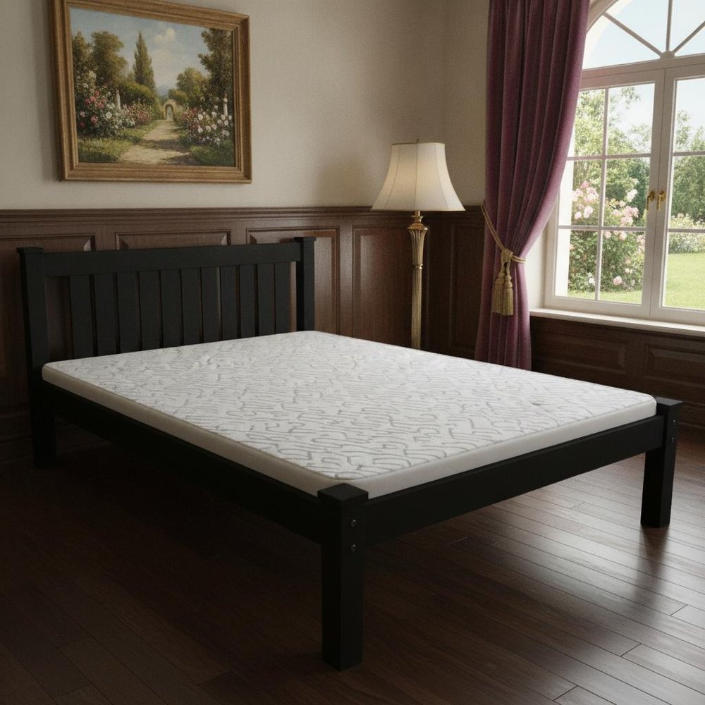 Black Solid Wood Twin Bed Frame