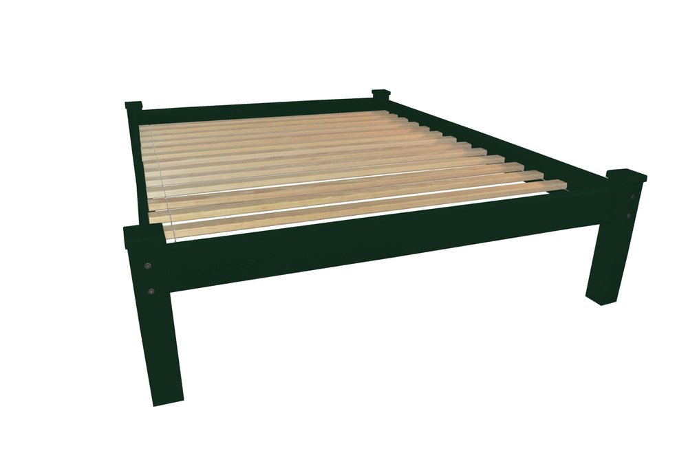 Dark Green Solid Wood Twin Bed Frame