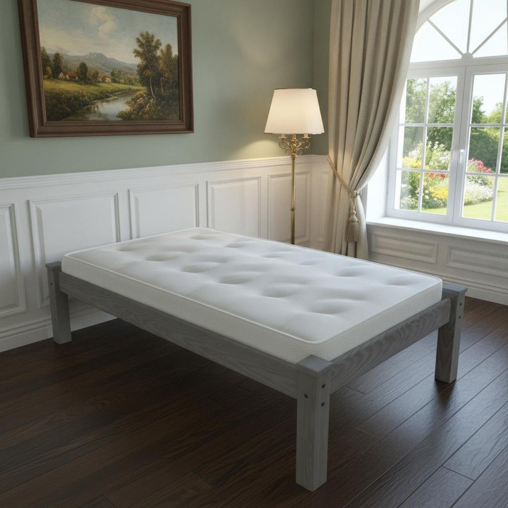 Gray Solid Wood Twin Bed Frame