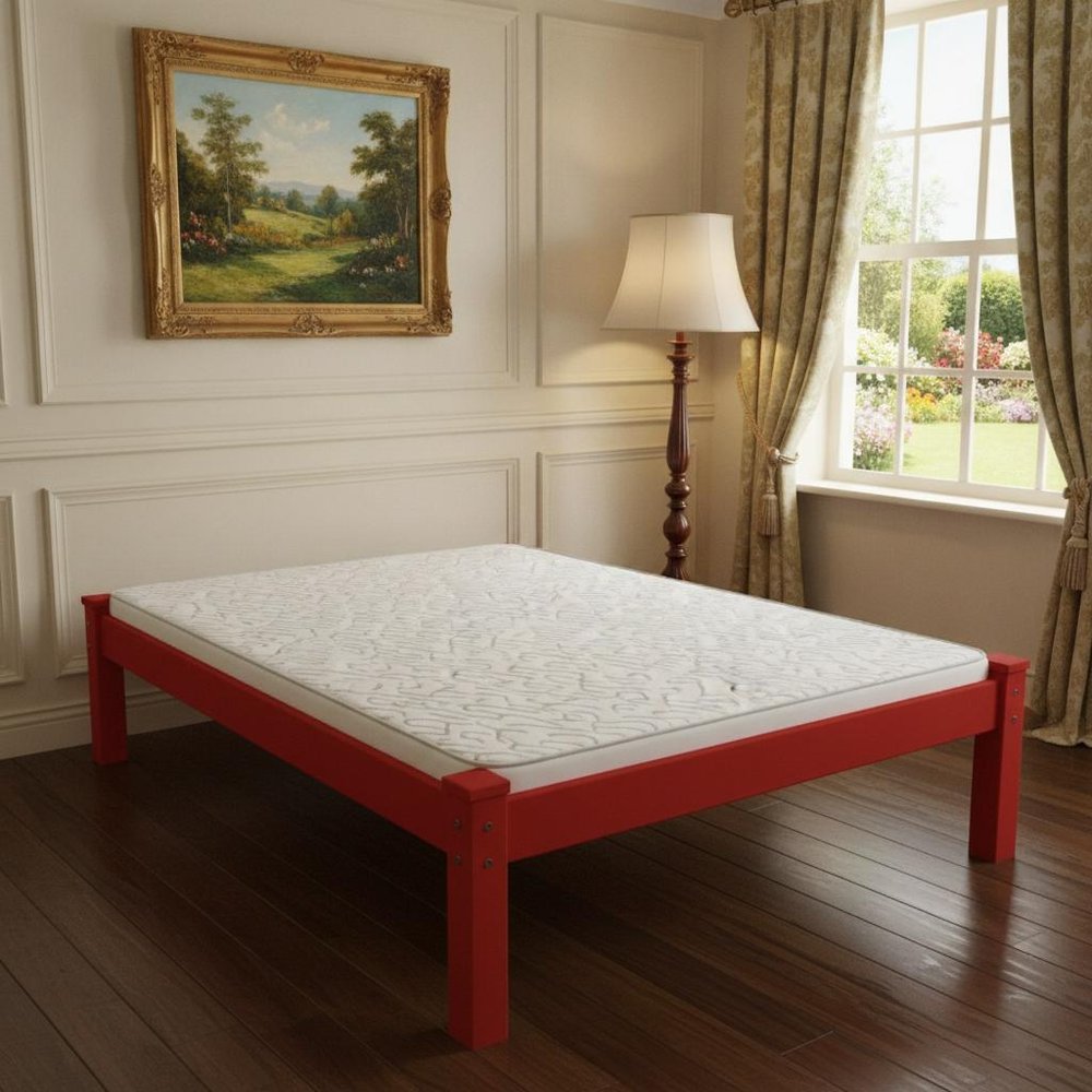 Red Solid Wood Twin Bed Frame
