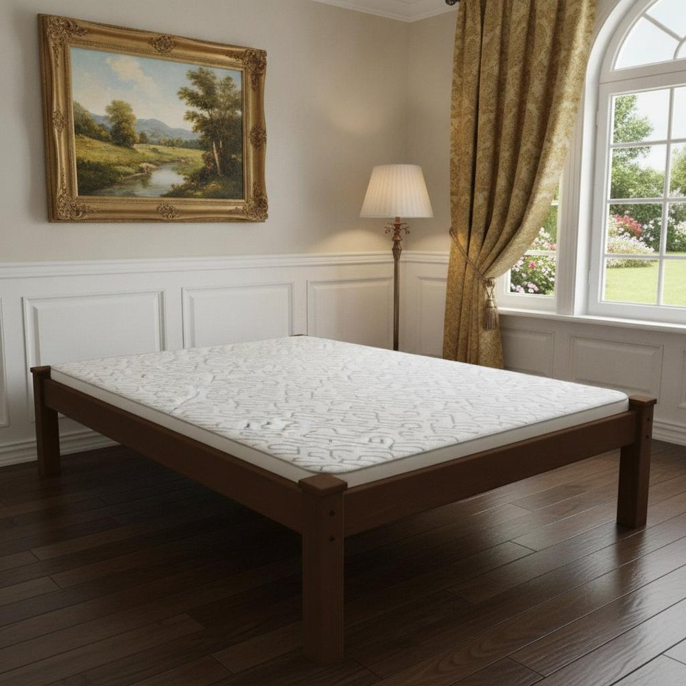 Brown Solid Wood Full Bed Frame