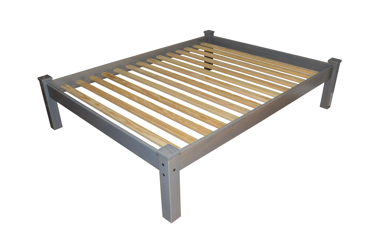 Gray Solid Wood Full Bed Frame
