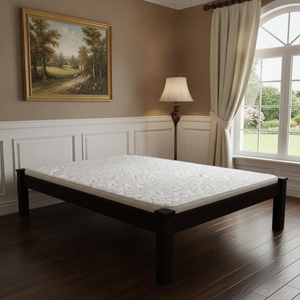 Dark Brown Solid Wood Full Bed Frame
