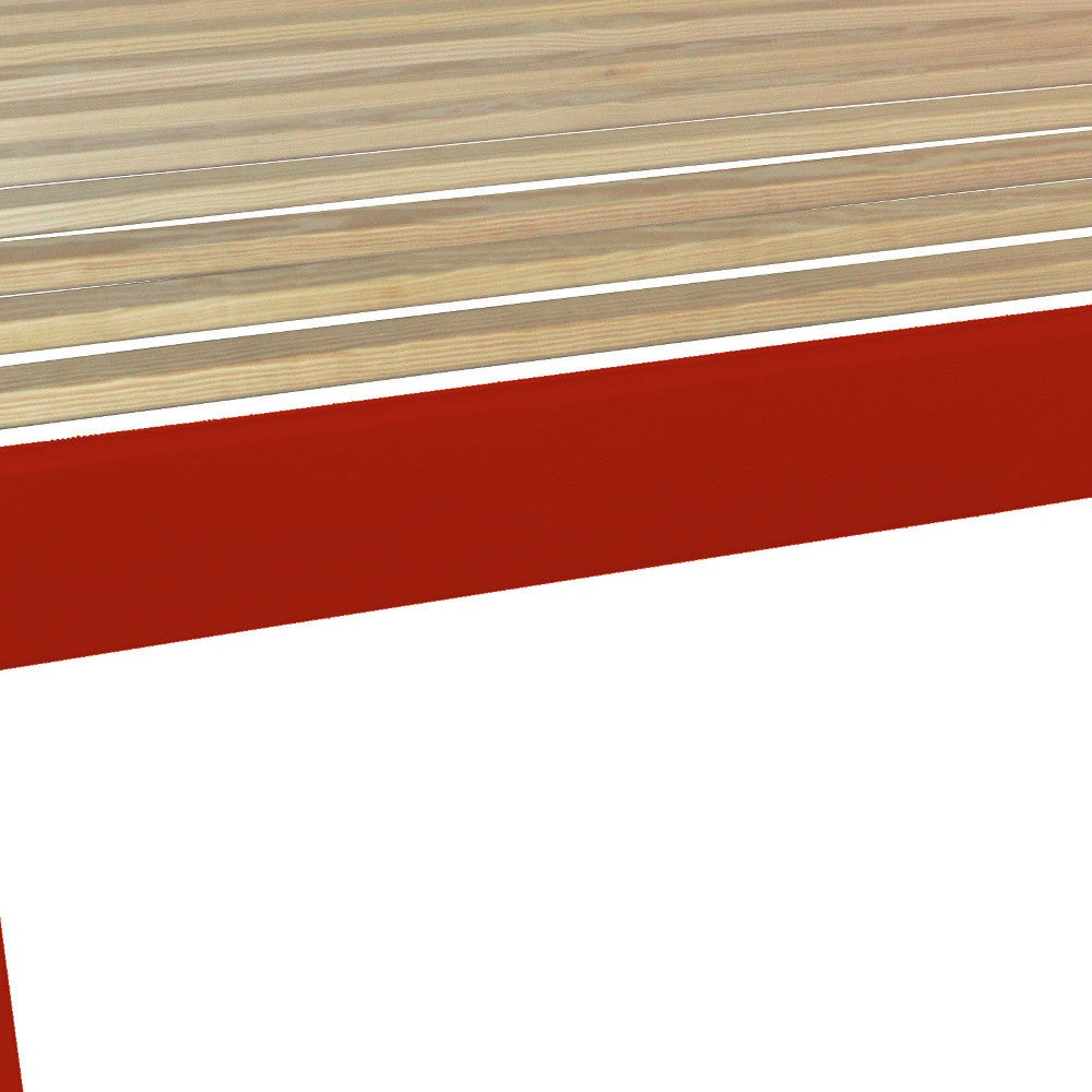 Red Solid Wood Full Bed Frame