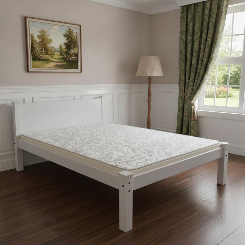 White Solid Wood Full Bed Frame
