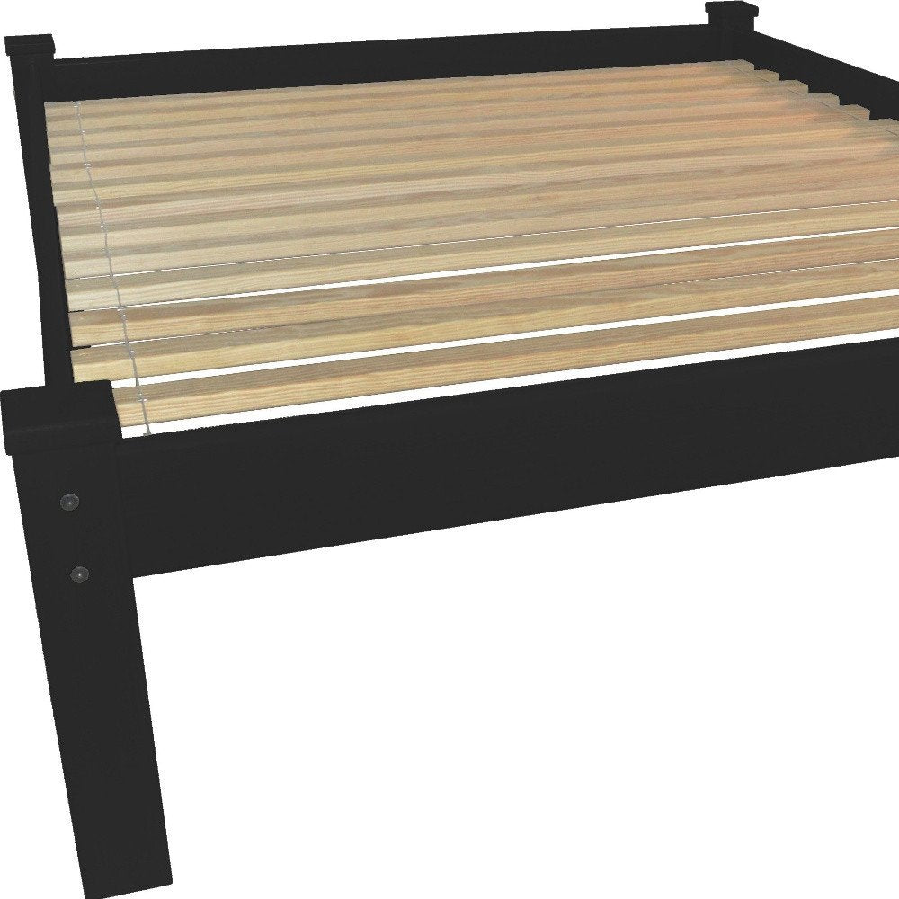 Black Solid Wood Queen Bed Frame