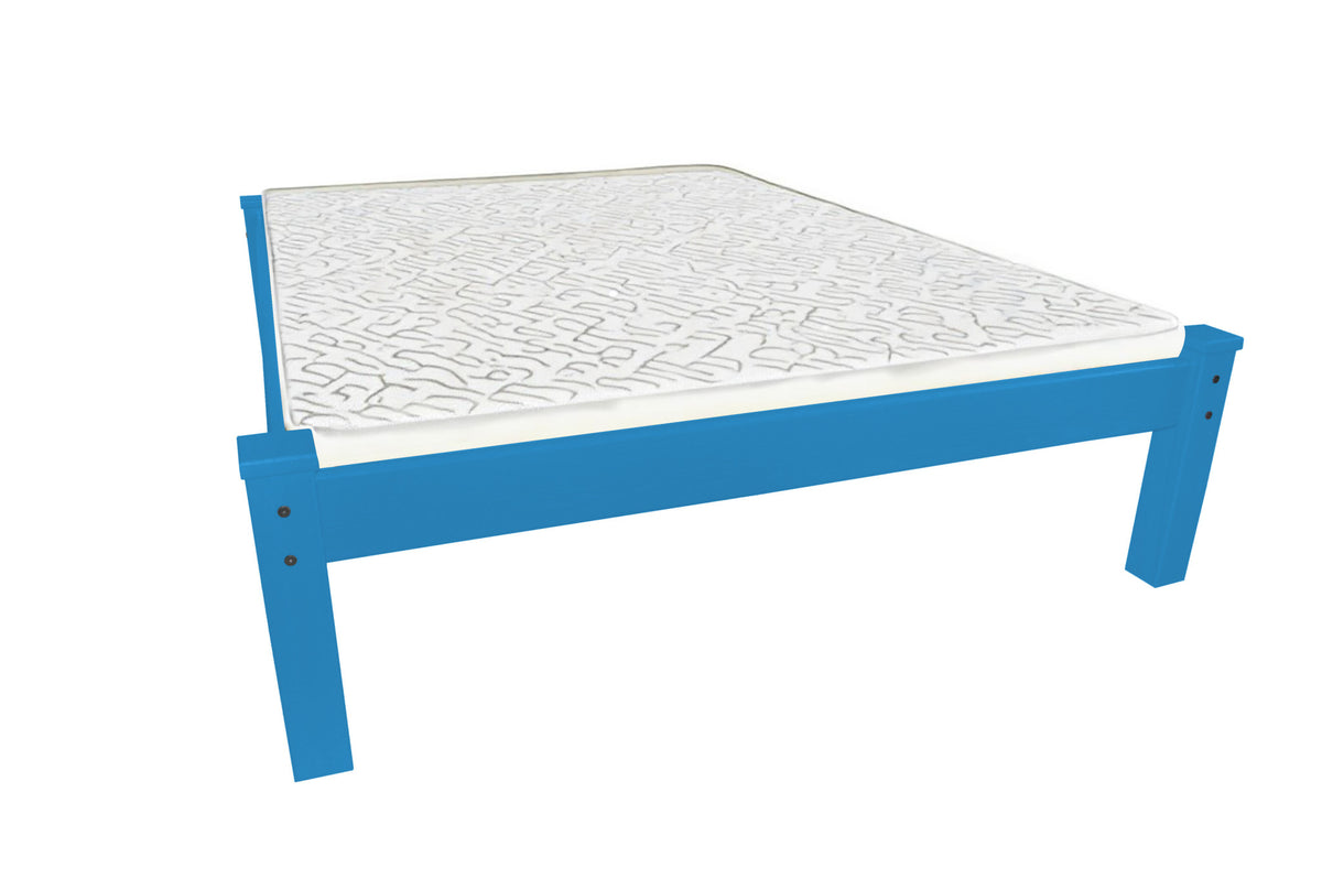 Caribbean Blue Solid Wood Queen Bed Frame