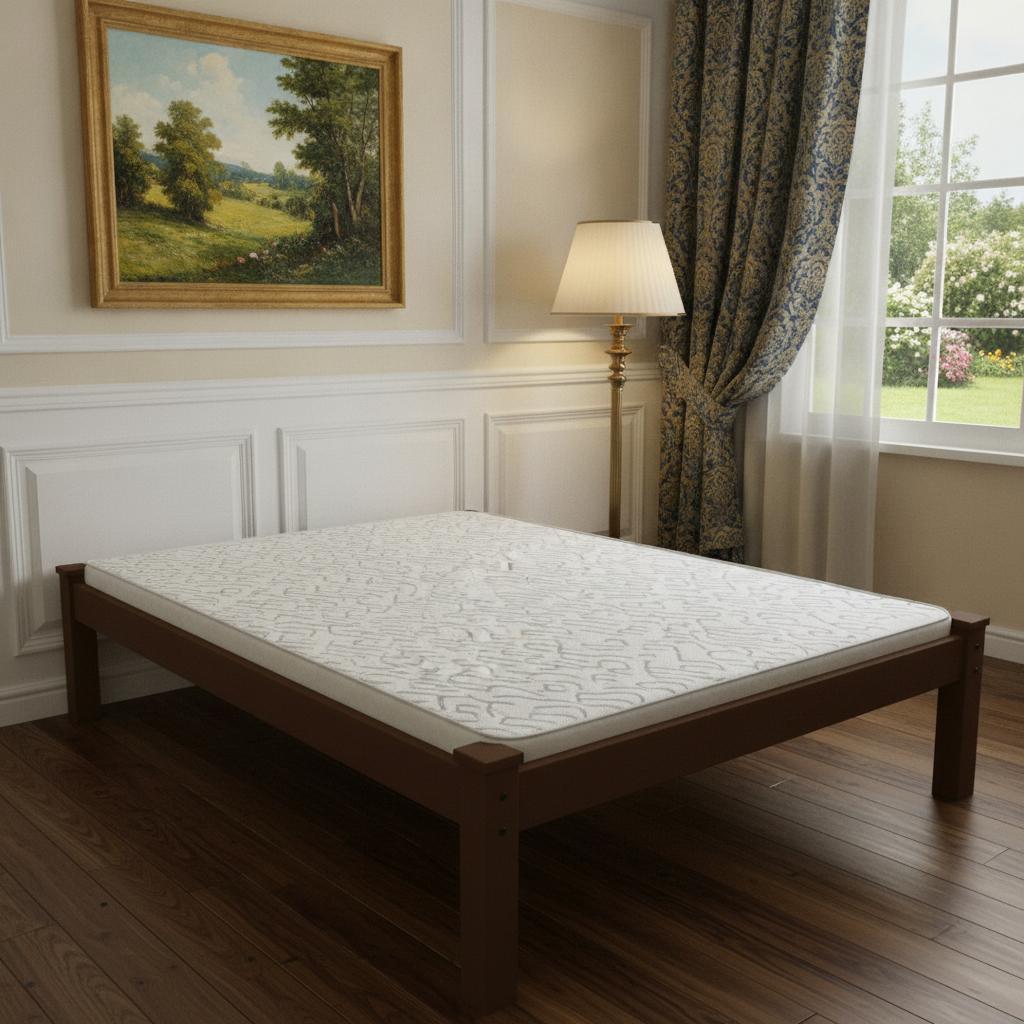 Brown Solid Wood Queen Bed Frame
