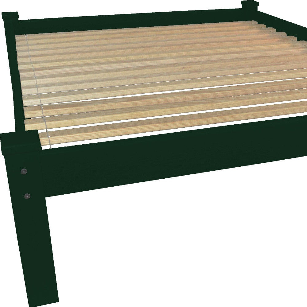 Dark Green Solid Wood Queen Bed Frame