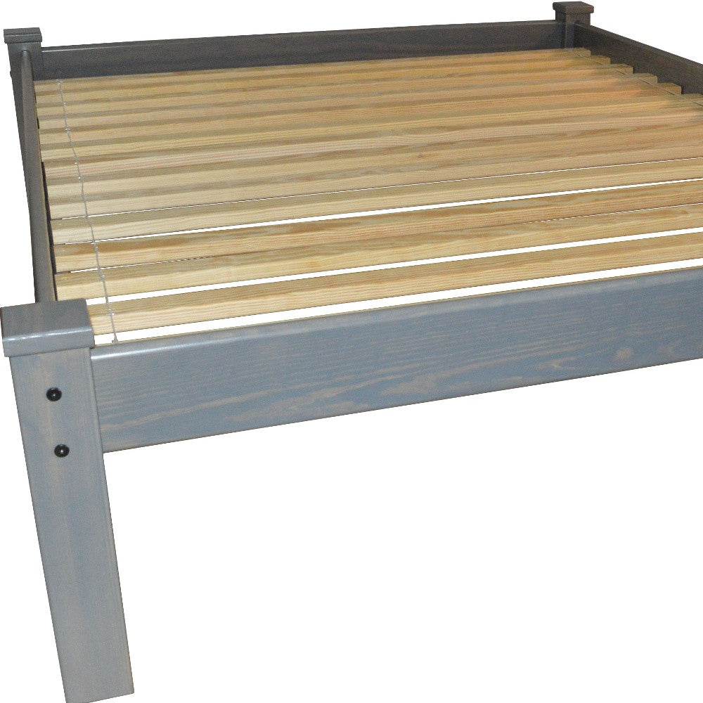 Gray Solid Wood Queen Bed Frame