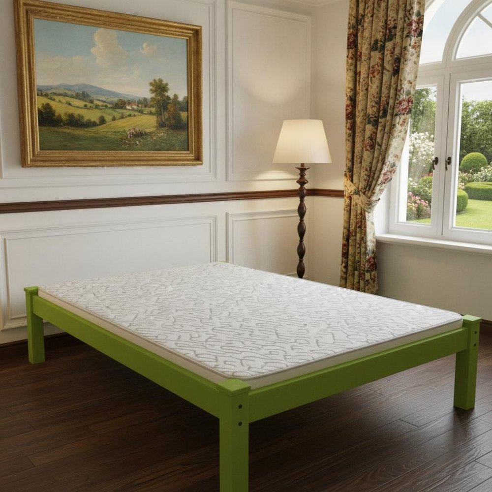 Lime Green Solid Wood Queen Bed Frame