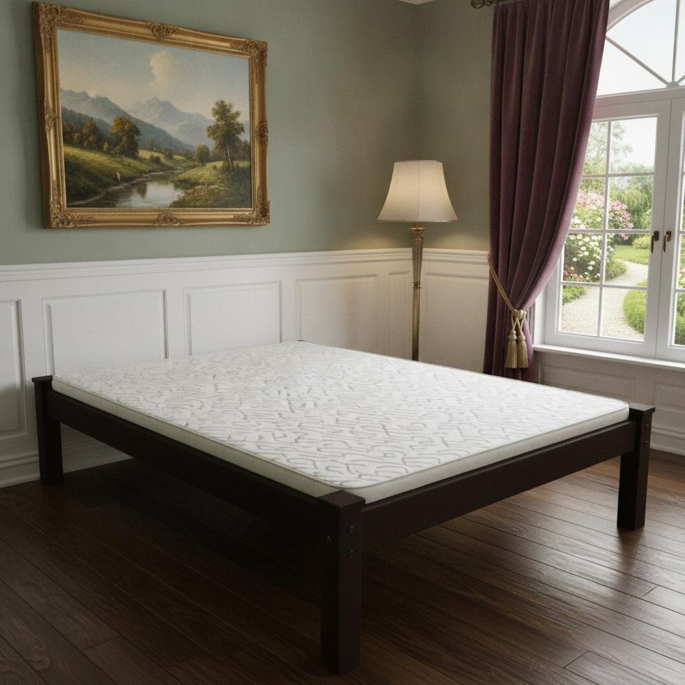 Dark Brown Solid Wood Queen Bed Frame