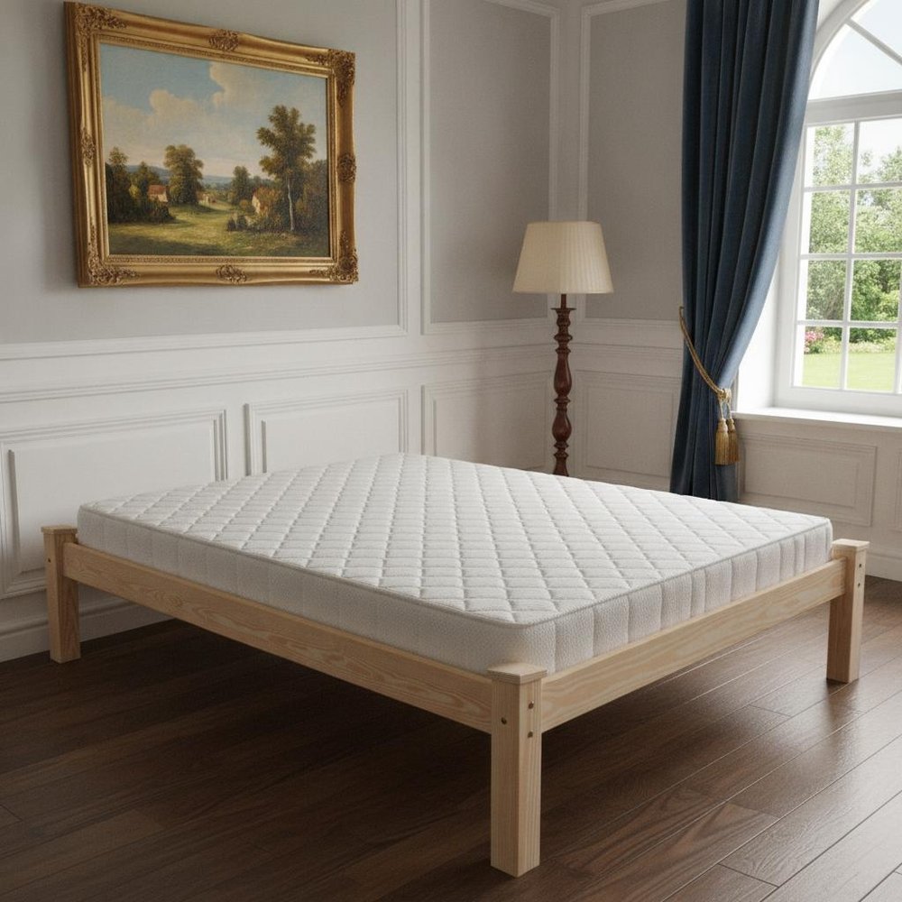 Natural Solid Wood Queen Bed Frame