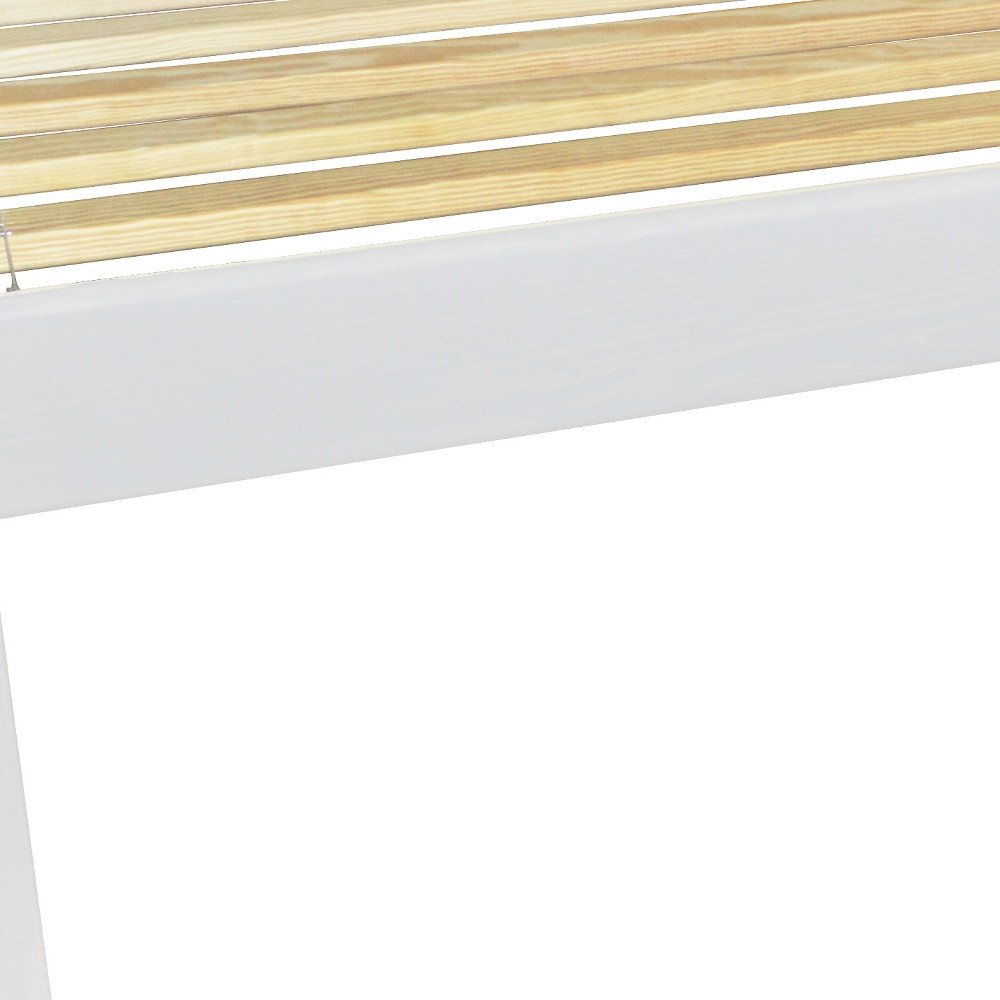 White Solid Wood Queen Bed Frame