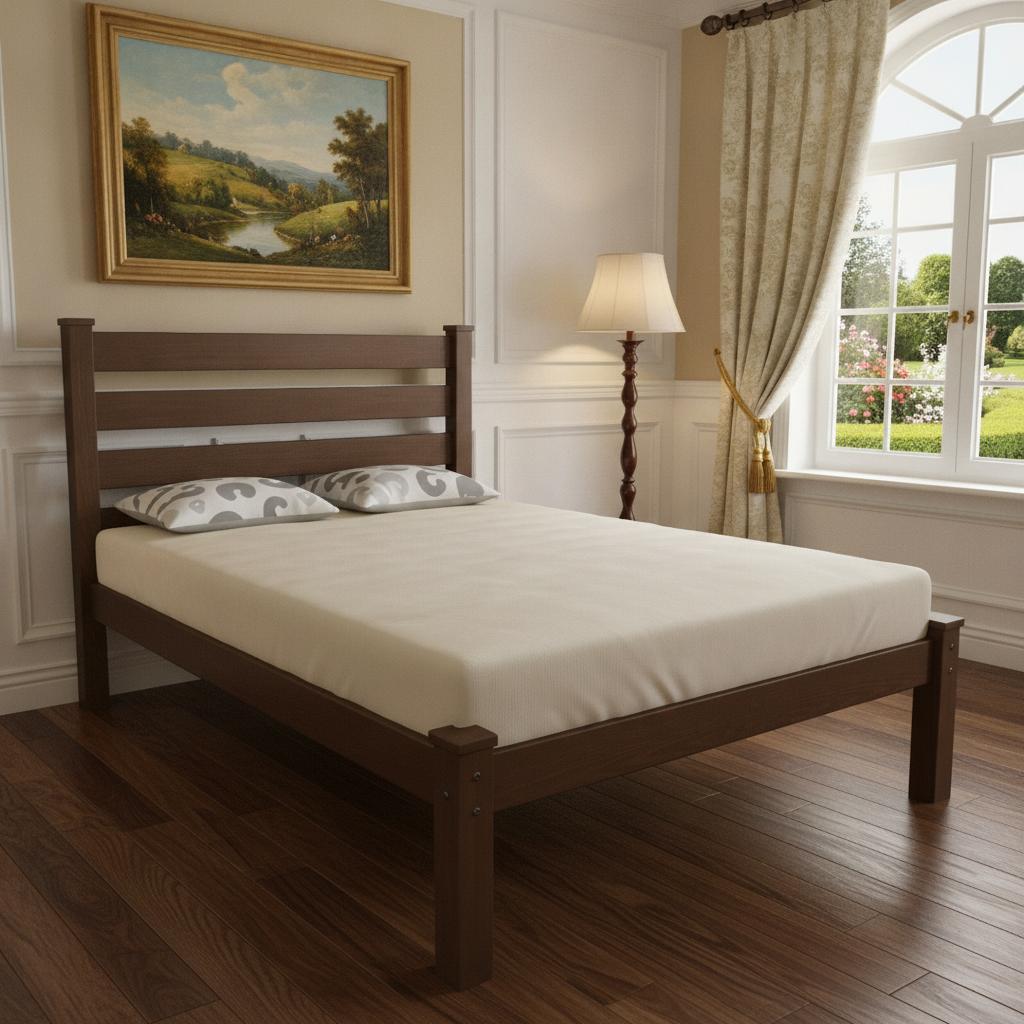 Brown Solid Wood Twin Bed Frame