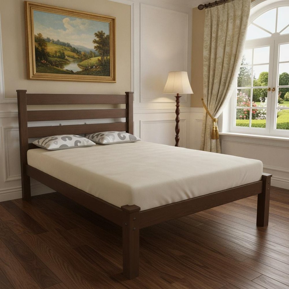 Brown Solid Wood Twin Bed Frame