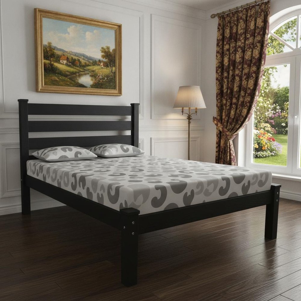 Black Solid Wood Twin Bed Frame