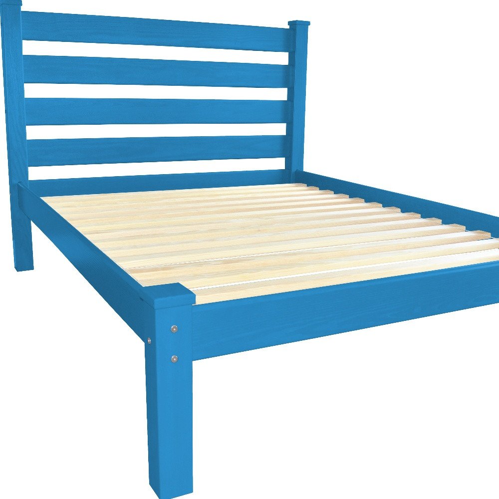 Caribbean Blue Solid Wood Twin Bed Frame